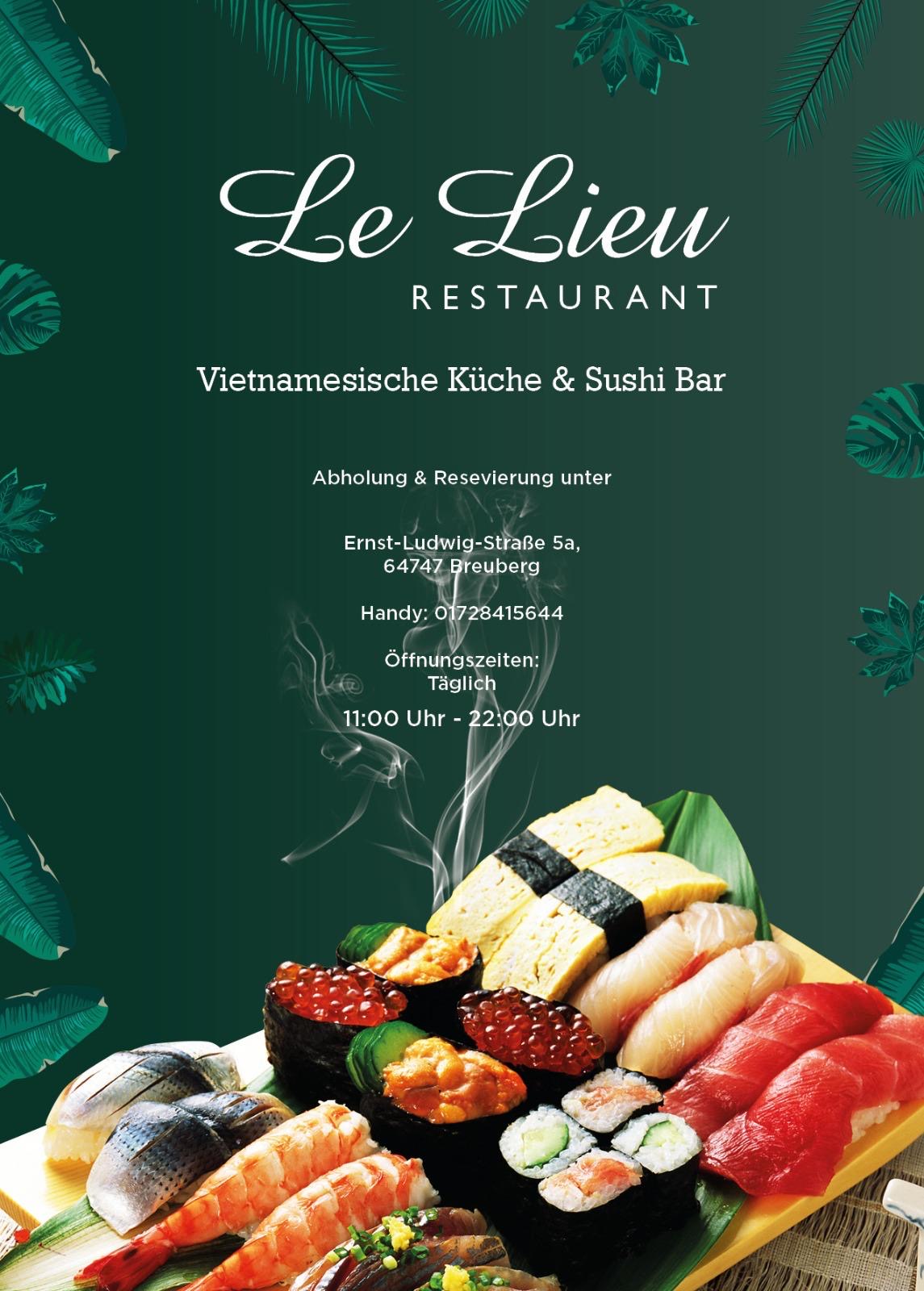 Speisekarte Seite 1: Deckblatt Lê Lieu Restaurant